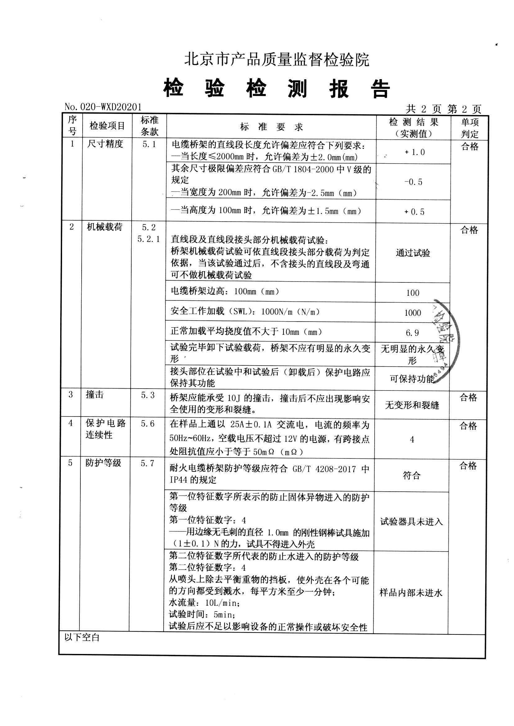 防火桥架检验报告第3页